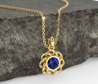 Sapphire Gold Silver Celtic Necklace