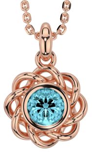 Aquamarine Rose Gold Celtic Necklace