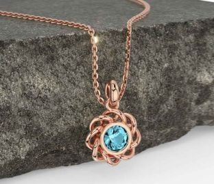 Aquamarine Rose Gold Celtic Necklace