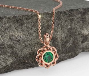 Emerald Rose Gold Celtic Necklace