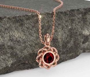 Garnet Rose Gold Celtic Necklace