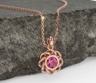 Pink Tourmaline Rose Gold Celtic Necklace
