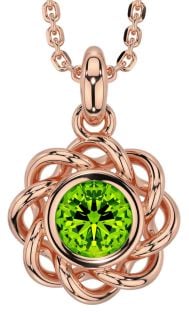 Peridot Rose Gold Celtic Necklace