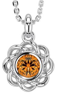 Citrine Silver Celtic Necklace