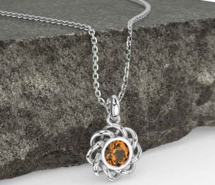 Citrine Silver Celtic Necklace