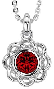 Garnet Silver Celtic Necklace