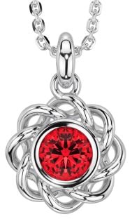 Ruby Silver Celtic Necklace