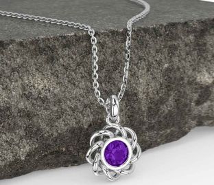 Amethyst White Gold Celtic Necklace