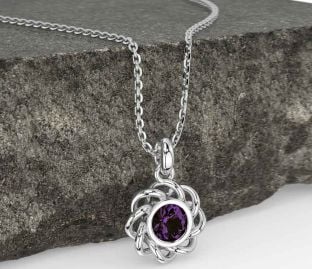 Alexandrite White Gold Celtic Necklace