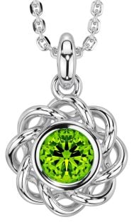Peridot White Gold Celtic Necklace