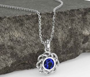 Sapphire White Gold Celtic Necklace