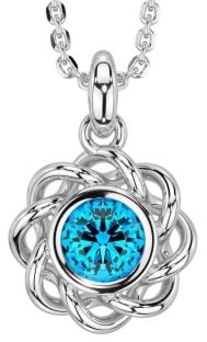 Topaz White Gold Celtic Necklace