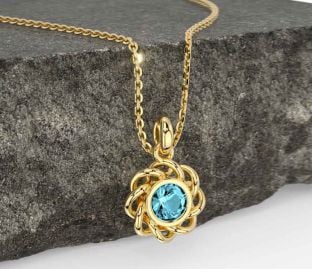Aquamarine Gold Celtic Necklace