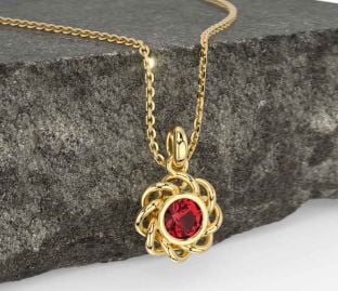 Ruby Gold Celtic Necklace