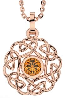 Citrine Rose Gold Silver Celtic Necklace