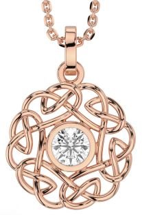 Diamond Rose Gold Silver Celtic Necklace