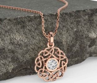 Diamond Rose Gold Silver Celtic Necklace