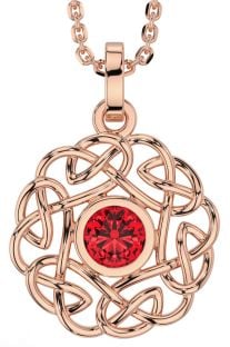 Ruby Rose Gold Silver Celtic Necklace