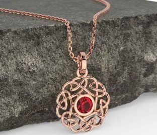 Ruby Rose Gold Silver Celtic Necklace