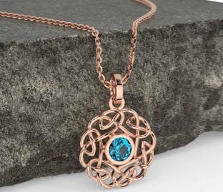 Topaz Rose Gold Silver Celtic Necklace