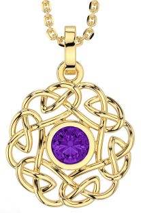 Amethyst Gold Silver Celtic Necklace