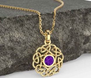 Amethyst Gold Silver Celtic Necklace