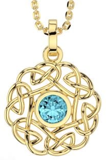 Aquamarine Gold Silver Celtic Necklace