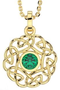 Emerald Gold Silver Celtic Necklace