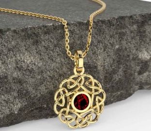 Garnet Gold Silver Celtic Necklace