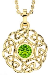 Peridot Gold Silver Celtic Necklace