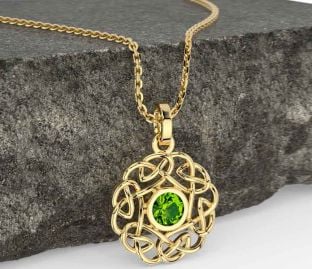 Peridot Arany Ezüst kelta Nyaklánc