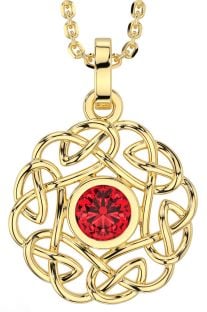 Ruby Gold Silver Celtic Necklace