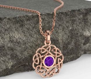 Amethyst Rose Gold Celtic Necklace