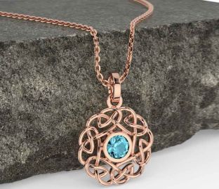 Aquamarine Rose Gold Celtic Necklace