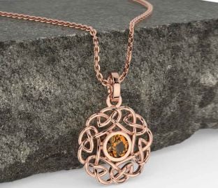 Citrine Rose Gold Celtic Necklace