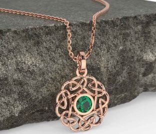 Emerald Rose Gold Celtic Necklace
