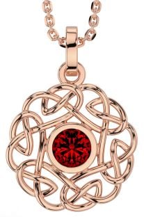 Garnet Rose Gold Celtic Necklace