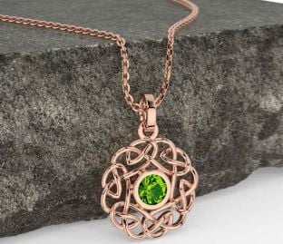 Peridot Rose Gold Celtic Necklace