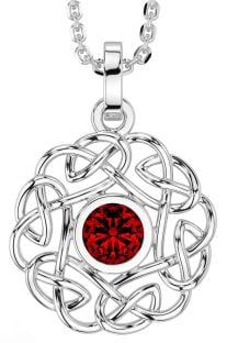 Garnet Silver Celtic Necklace