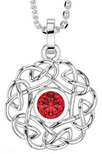 Ruby Silver Celtic Necklace