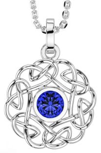 Sapphire Silver Celtic Necklace