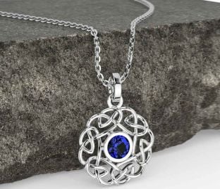Sapphire Silver Celtic Necklace