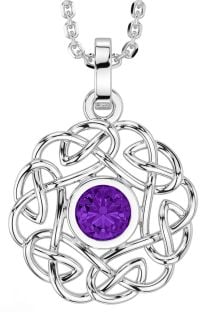 Amethyst White Gold Celtic Necklace
