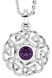 Alexandrite White Gold Celtic Necklace