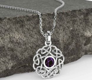Alexandrite White Gold Celtic Necklace