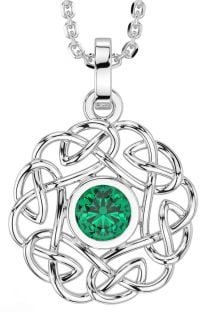 Emerald White Gold Celtic Necklace