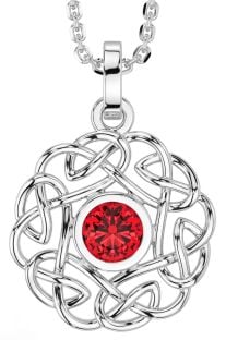 Ruby White Gold Celtic Necklace