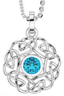 Topaz White Gold Celtic Necklace