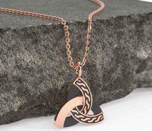Rose Gold Silver Black Rhodium Celtic Trinity Knot Necklace