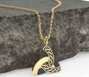 Gold Silver Black Rhodium Celtic Trinity Knot Necklace